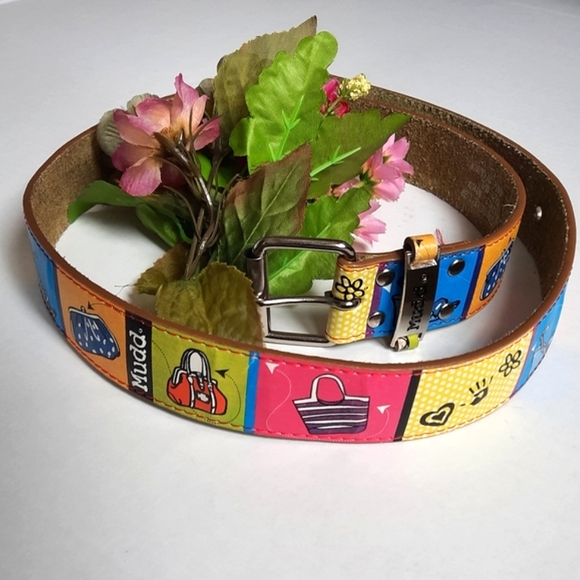 MUDD Genuine Leather Belt, Vibrant Colour Block Fashion Images - Picture 2 of 14